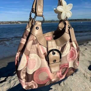 Y2K Vintage Coach Soho Snaphead Hobo Shoulder Bag – Pink & Tan Sateen